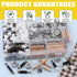 270Pcs 3 in 1 Furniture Connecting Kit with Wood Dowel Pins, Nickel Plated Cam Lock Nuts, Screws, Bolts