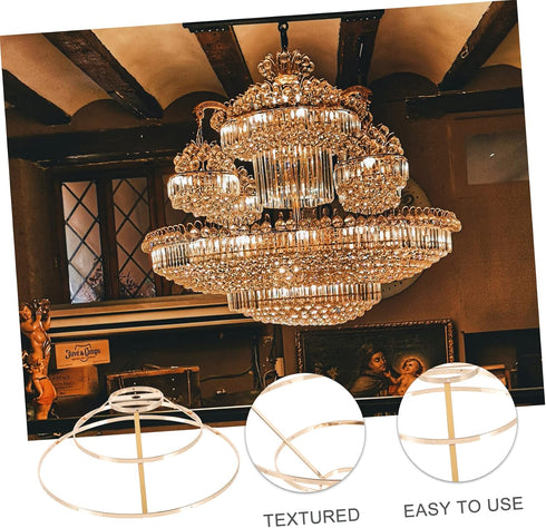 3-Tier 9.84In Lampshade Frame, Lamp Ring Support, Iron Metal Material, for DIY Pendant Light Chandelier Wall Sconce
