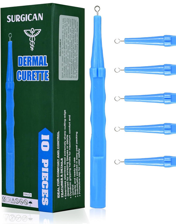 SURGICAN Sterile Disposable Dermal Curettes, Easy Peel Packing - Box of 10