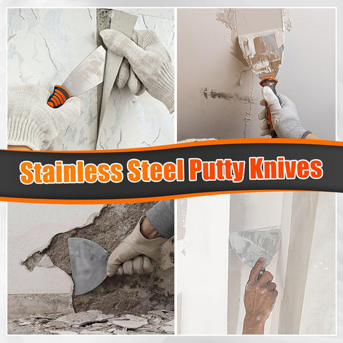 Set, 10Pcs Set, 14" Spackle THINKWORK Drywall Knife Drywall Tools Include Stainless Steel Putty Knife Taping Knives