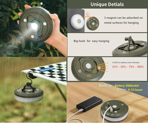 Wellgium 32.8FT 4 1 8 Camping String Lights,Camping Essentials Gear Lamp Lights Waterproof, in Outdoor String Lights