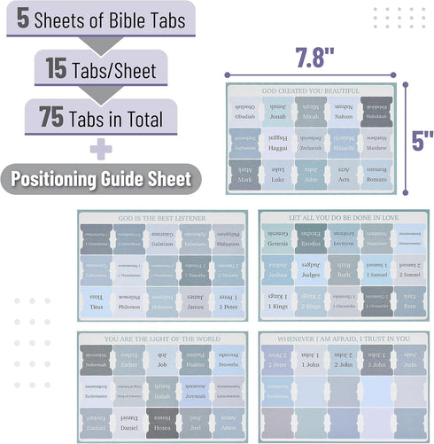 75 Mr. Pen- Laminated Bible Tabs, pcs, Easy-to-Read & Apply, Tear Resistant Index Tabs for Women and Men, Bible Study