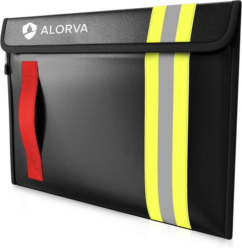 Fireproof & Water-Resistant Document Bag - 15.5 x 11 x 3-inch Pouch for Legal Documents & Valuables (Black)