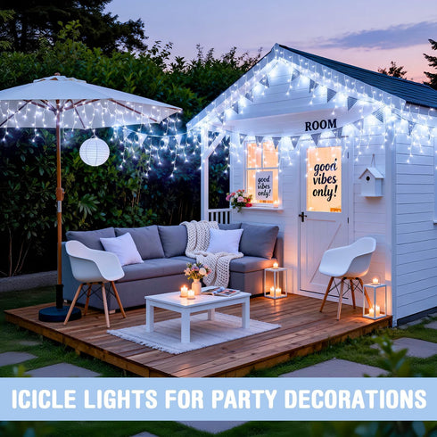 400 38.8ft JMEXSUSS LED White Christmas Icicle Lights, Connectable Icicle Lights for Outside Outdoor Indoor Plug