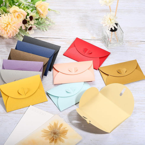 PATIKIL 12 Pack Gift Card Envelopes, Heart Shaped Clasp Mini Holders for Birthdays Weddings, Red