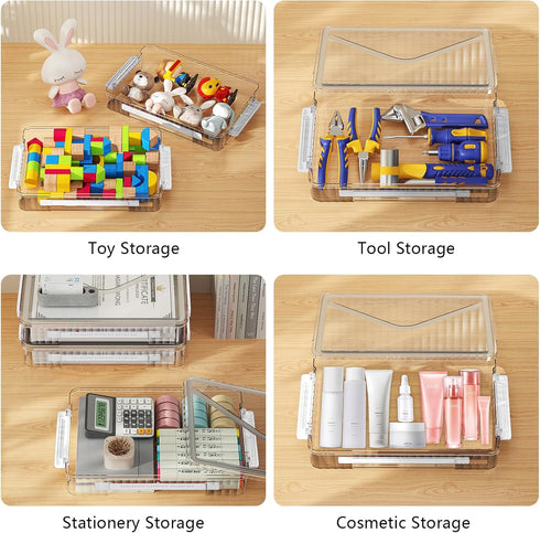 Marte Vanci Plastic Storage Bin with Lid, Portable Project Case with Handle, Clear Storage Box for A4 Letter Paper,