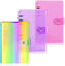 Outus 3 Pieces Clear A6 Binders, Colorful Soft PVC 6-Ring Binder Covers for Office and Budget Planner (Rainbow, Purple,