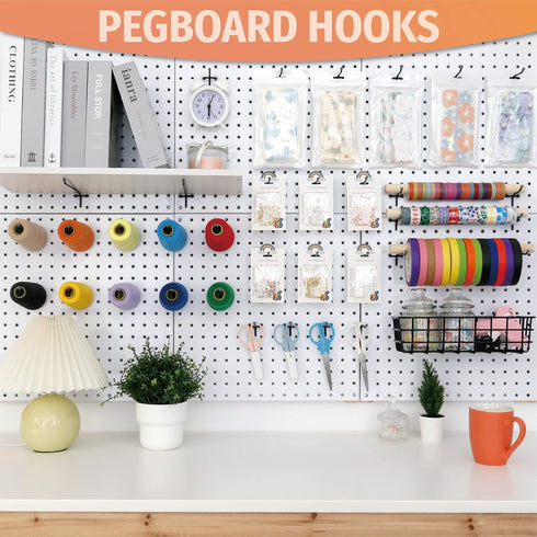 HUHOLE Pegboard Hooks 4 Inch 50PC, Black Peg Board Organizer Accessories for Garage Tool Organization (4 Inch)