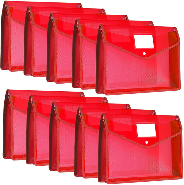 Epakh 10 Pcs Plastic File Folders, A4 Size Expanding File Wallet Organizer with Snap Closure, Waterproof Transparent