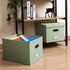 PRANDOM File Organizer Box - Set of 4 Collapsible Decorative Linen Filing Storage Hanging File Folders Green