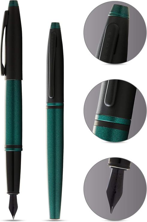Cross Calais Fountain Pen, Matte Green and Black Lacquer Finish