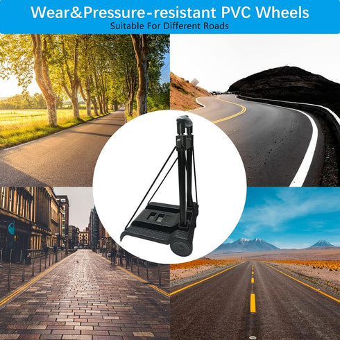 50kg/110lbs 2 Use(BY07-Black) Portable Folding Hand Truck Lightweight Trolley Compact Utility Cart with Heavy Duty