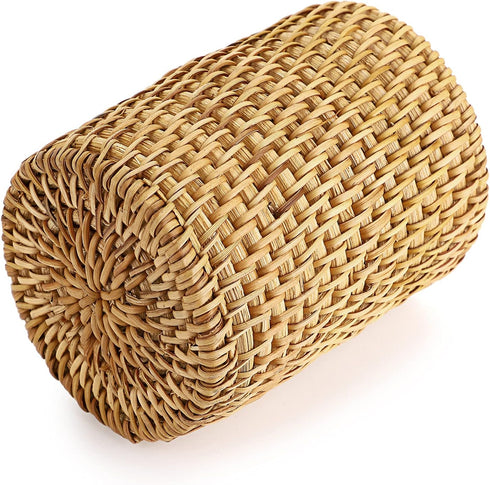 BTSKY Handmade Rattan Pen Cup, Multi-Functional Woven Basket, Desk Pencil Holders, Makeup Brush Holder, Office & Home