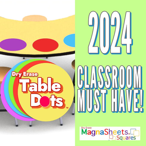 Table Dots Dry Erase Circles, 20 Pack for Classroom Teachers, 12" PVC, 5 Colorful Stickers, Removable Desktop Whiteboard
