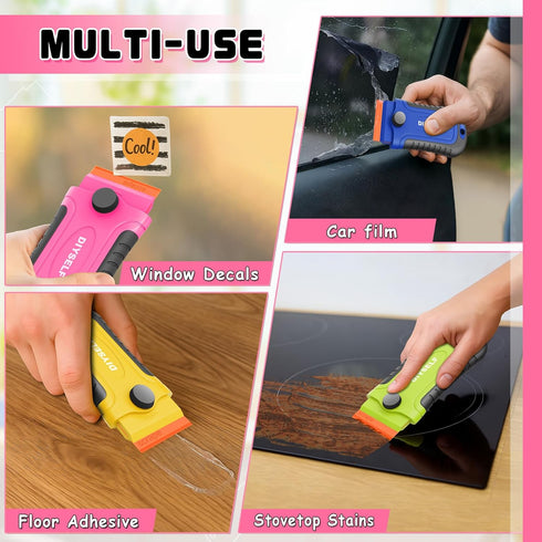 2 10 DIYSELF Pcs Plastic Razor Blade Scraper with Pcs Blades, Plastic Scraper Tool for Adhesive Remover, Scrapers