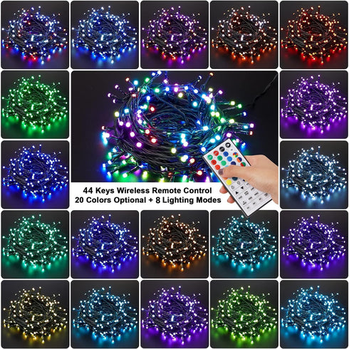 66ft 200 8 HOME LIGHTING Christmas Decorative Mini Lights, LED RGB Changing Functional Green Wire Fairy Halloween