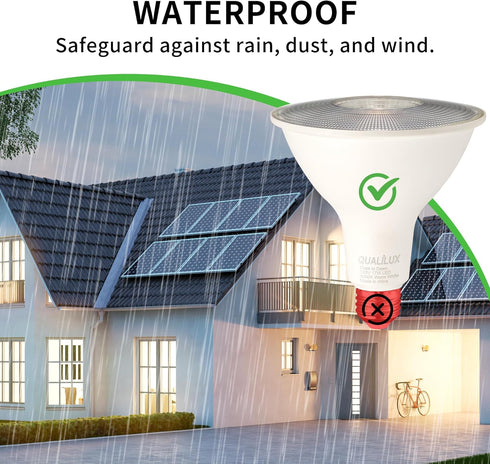 PAR38 Bulbs, 3000K, 150W 17W, 1600LM, Bulb, 2 Pack, Non-Dimmable, HQ-H034 Qualilux Dusk to Dawn LED Flood Light Warm