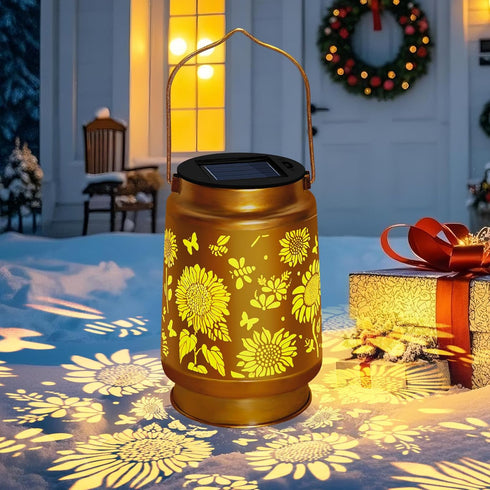 Solar Lanterns Outdoor Waterproof Hanging Solar Lights, Sunflower Garden Decor, Hanging Metal