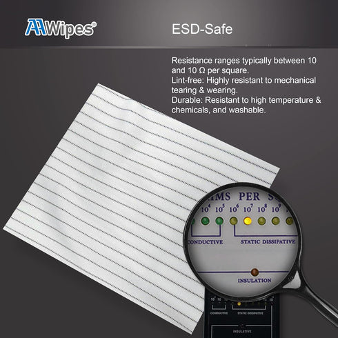 (6"x6") 100pcs AAWipes Cleanroom Wipe Cloths (Grade A) - Safe Electrostatic Discharge (ESD) Polyester Wiper Special