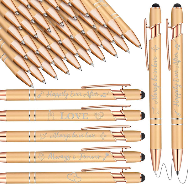 Wedding Pens Bulk, 36 Pcs, Bridal Shower Favors, 6 Styles Retractable Ballpoint Pens