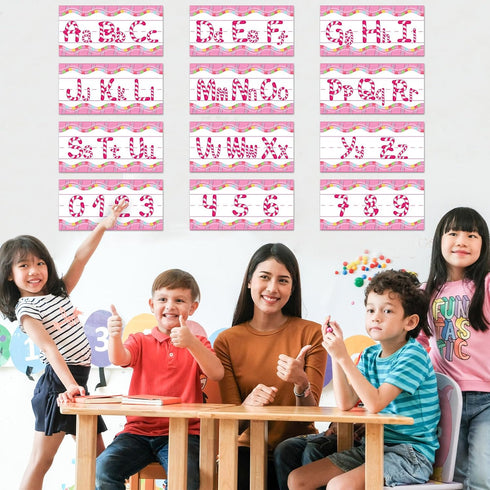 Outus 12 Pcs Candy Alphabet Bulletin Board Set, Candyland Letter Cutout Alphabet Number Decor for Classroom, Nursery,