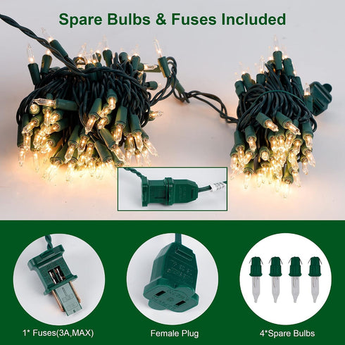 150 Count 29 120V Christmas Lights, FT Christmas Mini String Lights, Green Wire Fairy Light, UL Certified Connectable