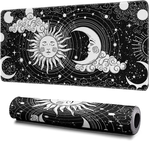 Magic Astrology Extended Big Mouse Pad, 31.5x11.8 Inch Gaming Desk Pad, Black Mousepad with Non-Slip Base