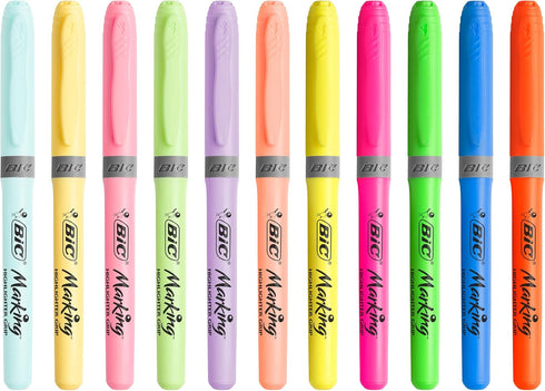Bic Highlighter Collection Box, Assorted Intense and Pastel Colors, Convenient Metal Gift Box, Pack of 15