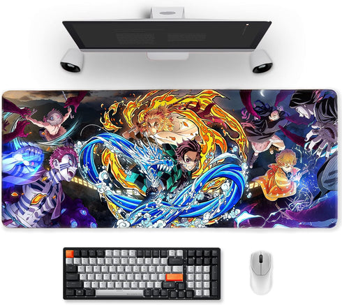 Large Gaming Mouse Pad Compatible with Demon Slayer - Non Slip Rubber Base for Home Office