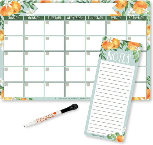 Magnetic Dry Erase Calendar for Fridge, Clementine Magnetic Calendar for Refrigerator, White Board