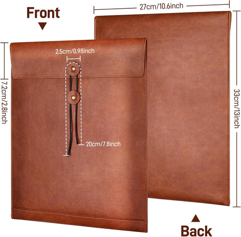 PU Leather File Folders for Documents, Important Private Organizer with String Tie Closure, A4 Letter Size, 3PCS
