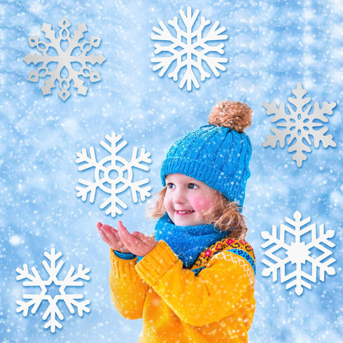 Zonon 45 Pieces Snowflake Cutouts - Winter Christmas Paper Decorations with Glue Point Dot for Home Class Office Decor