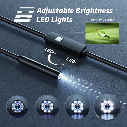 Kinpthy 1920P 8 16.4ft Endoscope Camera with Light, HD Borescope Tools with Adjustable LED Lights, Endoscope