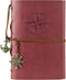 MALEDEN Refillable Leather Journal, Vintage Embossed Classic Spiral Notebook with Blank Paper (Red)