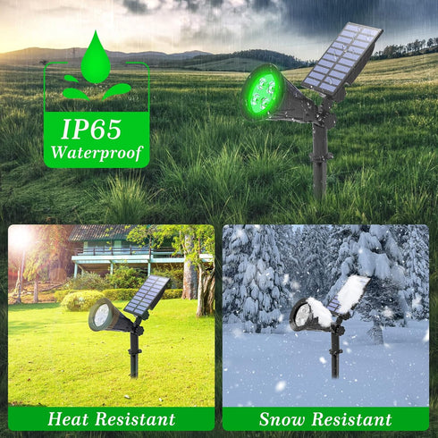 T-SUN Solar Spotlight LED Outdoor Wall Light, Green, IP65 Waterproof, 180 Adjustable, Auto-on/Auto-off for Garden,