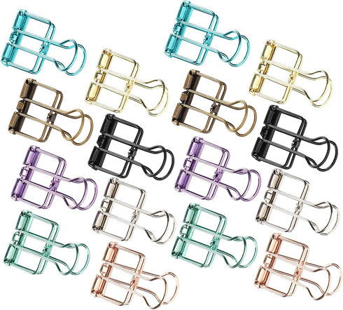 Tissting 16 Pcs Binder Clips, 8 Colors Hollow Design, Paper Clamps for Office, Home, School (S, 0.8 * 1.1in)