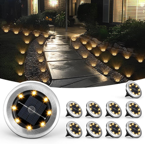 SOLPEX Mini Solar Ground Lights, 10 Pack Solar Lights Outdoor Waterproof, Pathway