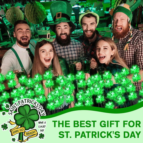 8 1 2 St. Patrick's Day Shamrock Pathway Lights, in Lucky Clover Light with Lighting Modes, Green Firefly Outdoor Decor