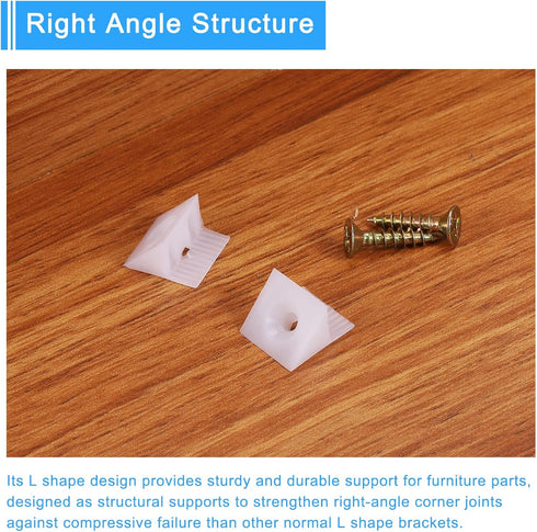 50Pcs 90 14x13x9mm uxcell Degree Plastic Corner Braces, Nylon Shelf Right Angle Brackets with Screws for Cabinets