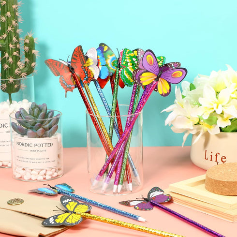 Zhanmai 24 Pieces Butterfly Style Novelty Pens, 0.5 mm 0.7 mm Cute Ballpoint Writing Pens for Classroom