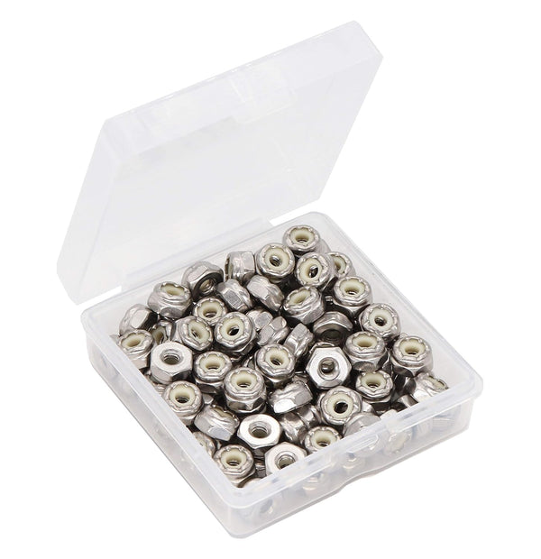 binifiMux 100pcs 6-32 304 Stainless Steel Nylon Inserted Lock Nut, #6 Nylon Lock Nuts for 3D Printer, Models