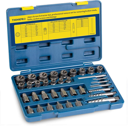36Pcs Screw & Bolt Extractor Set, 2-in-1 Multi-Spline Lug nut Remover, Easy