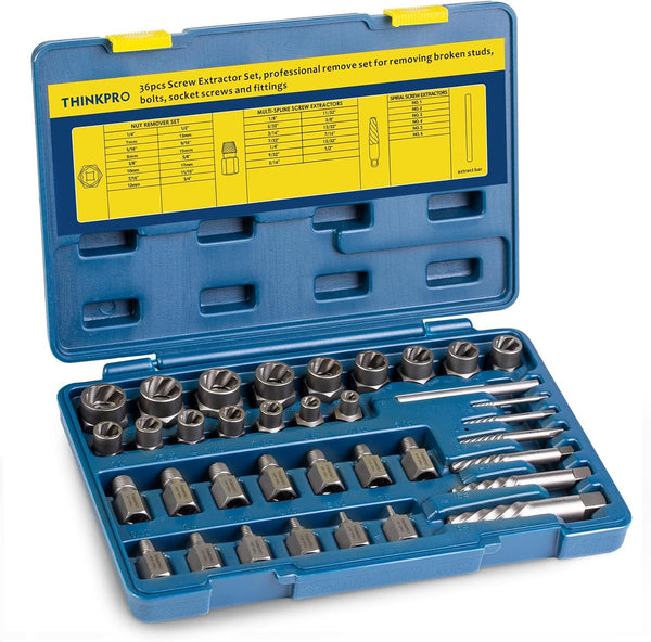 36Pcs Screw & Bolt Extractor Set, 2-in-1 Multi-Spline Lug nut Remover, Easy