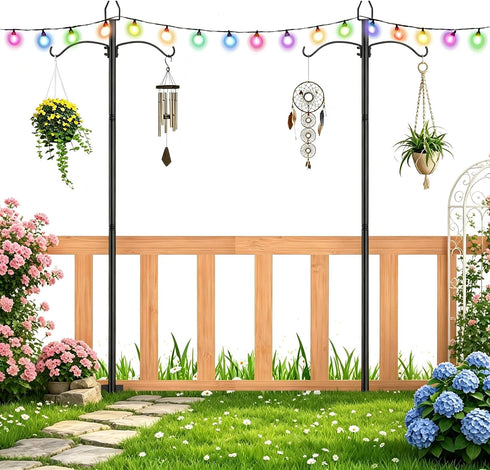 ETELI 2 Pack Light Poles for Outside, 9FT String Light Poles with