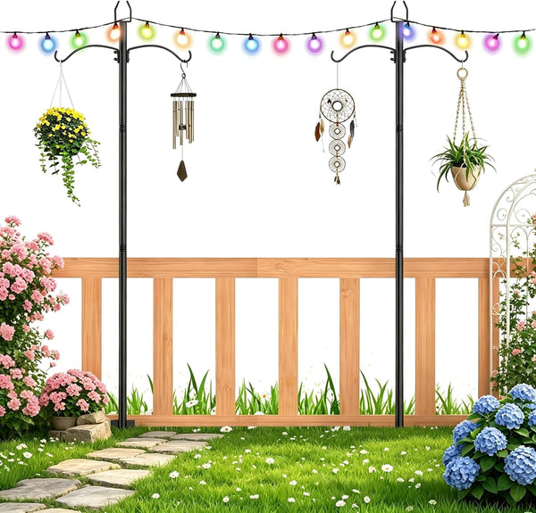 ETELI 2 Pack Light Poles for Outside, 9FT String Light Poles with