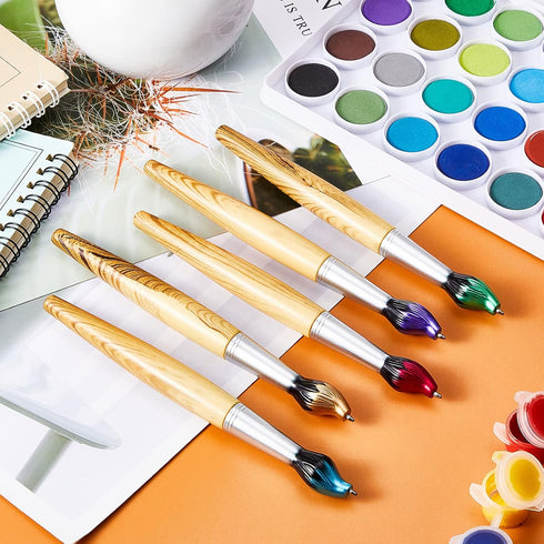 Outus Bamboo Brush Shape Ballpoint Pen - 30 Pieces Novelty Retractable Paintbrush Ink Pens for Art Activities