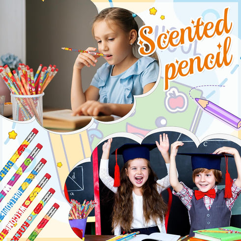 Yeaqee 60 Pcs Welcome Back to School Pencils with Eraser - Classroom HB Pencils Bulk for Kids Reward Supplies
