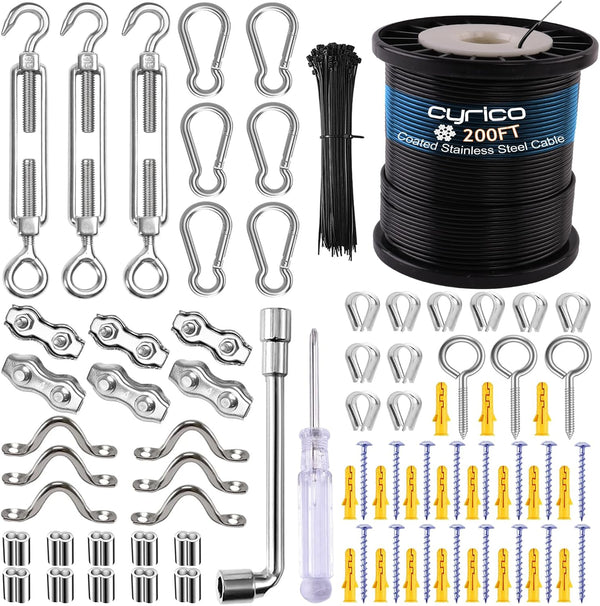 cyrico String Light Hanging Kit, Outdoor Light Guide Wire, Globe String Lights