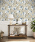 HAOKHOME 94030-2 Vintage Damask Wallpaper Peel and Stick Tan/Cream/Blue for Bedroom Contact Paper