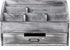Distressed Rustic Wooden Office Desk Organizer - 5 Compartment with 2 Drawers & Counter Desk Tabletop Mail Rack, Grey